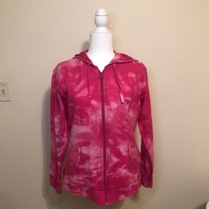Reverse Tie Dye Pink Zip Up